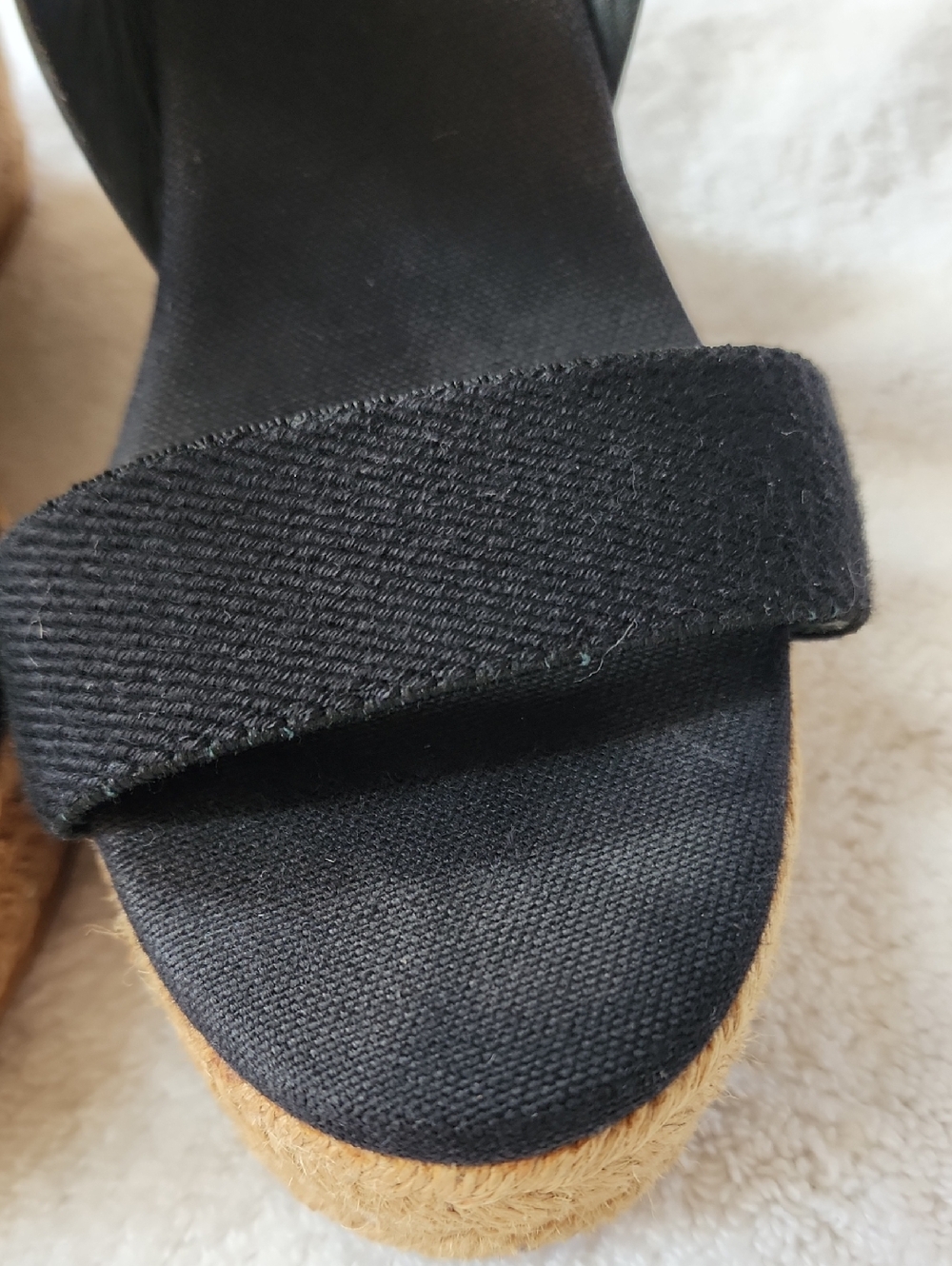 Tory Burch Black Fabric Espadrille Wedge Sandals Size 8 Preowned - Picture 3 of 11
